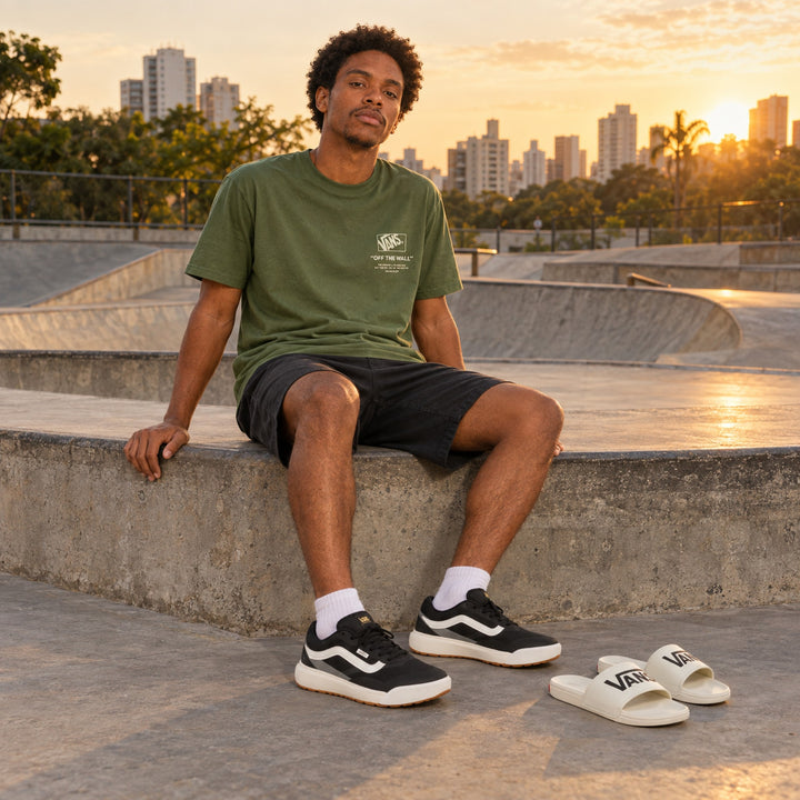 Kit Vans Ultrarange 2.0 Rw + Camiseta Vans + Chinelo Vans