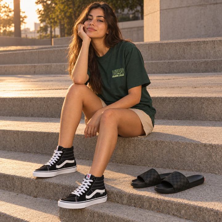 Kit Vans Skate Sk8-Hi + Camiseta Vans + Chinelo Vans