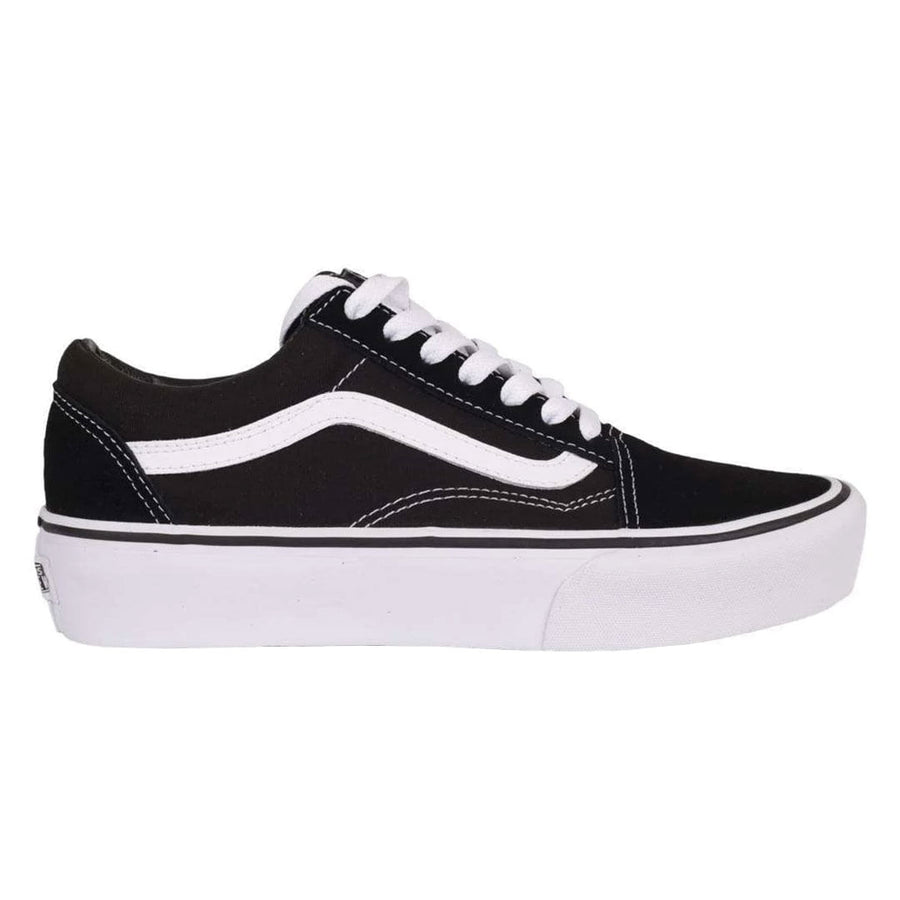 Tênis Vans Old Skool Platform Feminino — Plataforma branca com a sidestripe