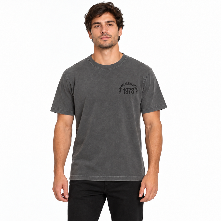Camiseta Calvin Klein 1978 Masculino — Cinza com aspecto lavado
