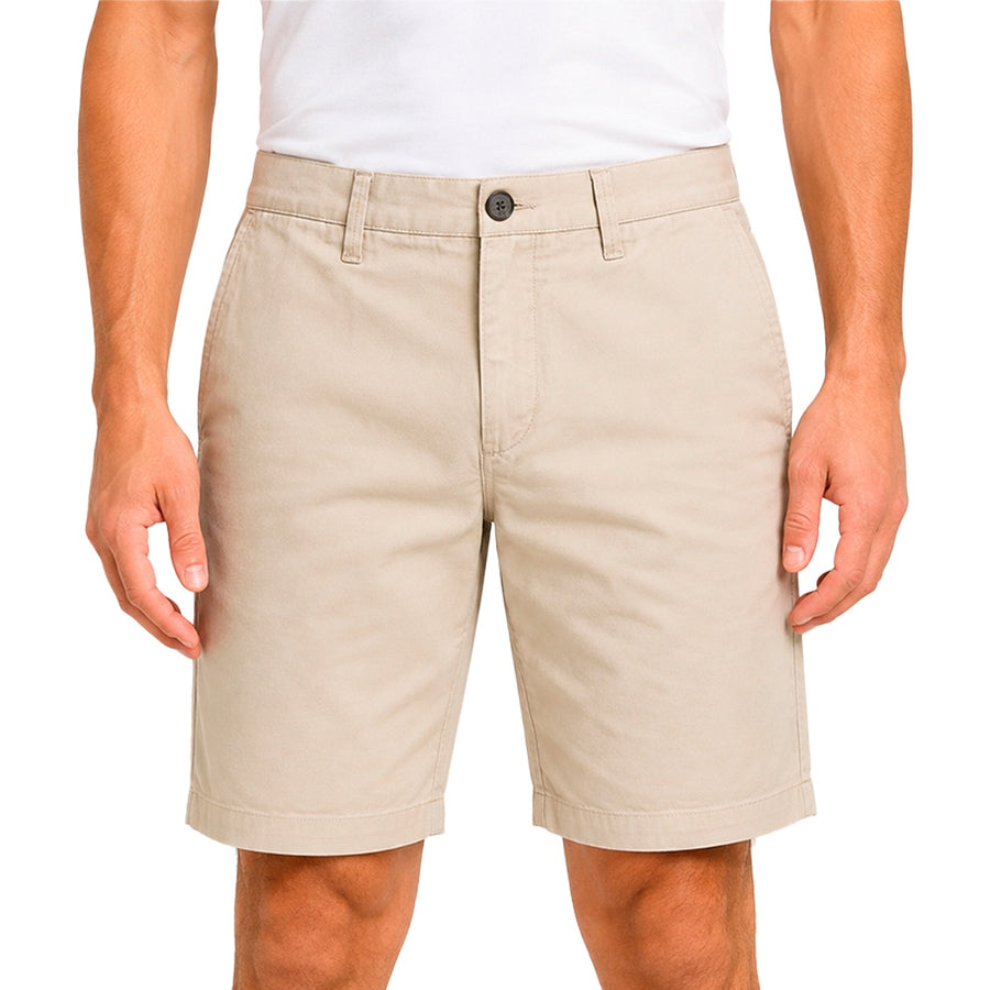 Bermuda Calvin Klein Carnaby Masculino — Frente lisa e barra no joelho