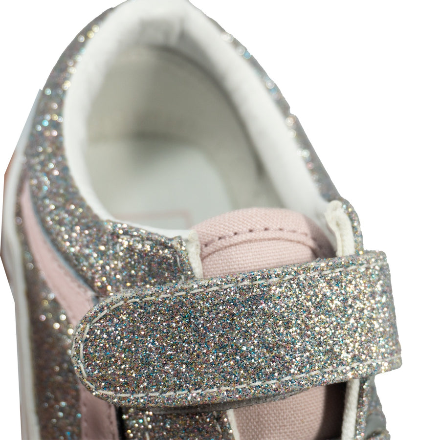 Tênis Vans Old Skool V Glitter Infantil — Duas tiras de velcro no lugar do nó