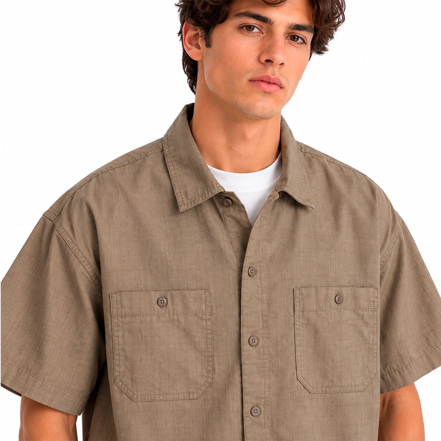 Camisa Vans Larkspur Textured Solid Masculino — Textura cross hatch