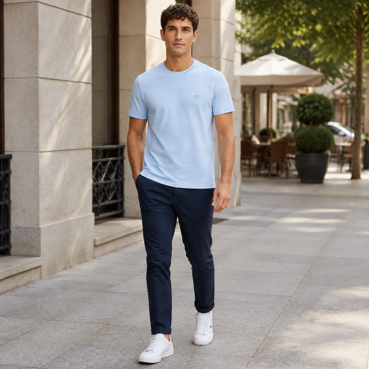 Camiseta Lacoste Pique Jacquard Masculino