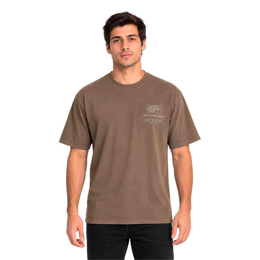 Camiseta Vans Stacked Hi Masculino — Marrom de tom desigual
