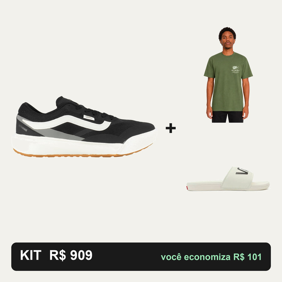 Kit Vans Ultrarange 2.0 Rw + Camiseta Vans + Chinelo Vans — Do tênis ao chinelo