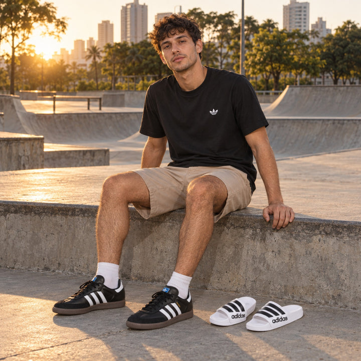 Kit Adidas Samba Adv + Camiseta Adidas + Chinelo Adidas