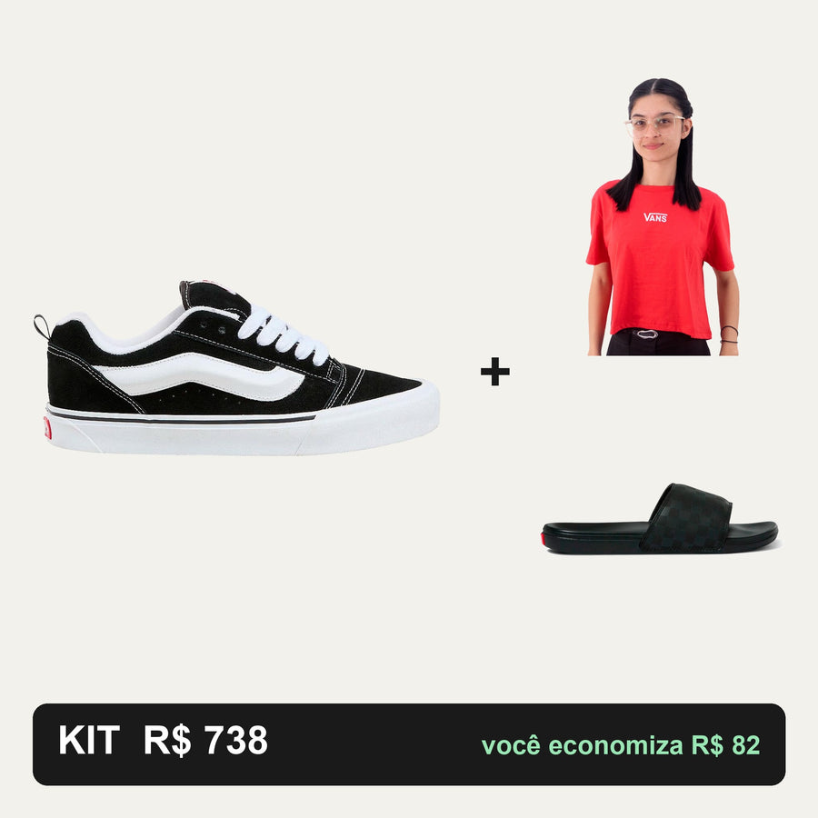 Kit Vans Knu Skool + Camiseta Vans + Chinelo Vans — Do tênis ao chinelo, sem sair do clima