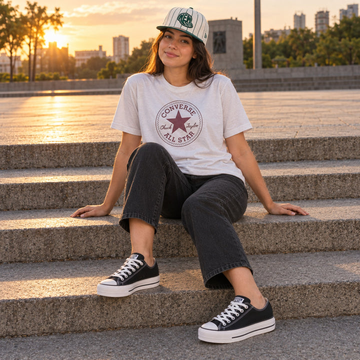 Kit Converse Chuck Taylor Lift + Camiseta Converse + Boné New Era