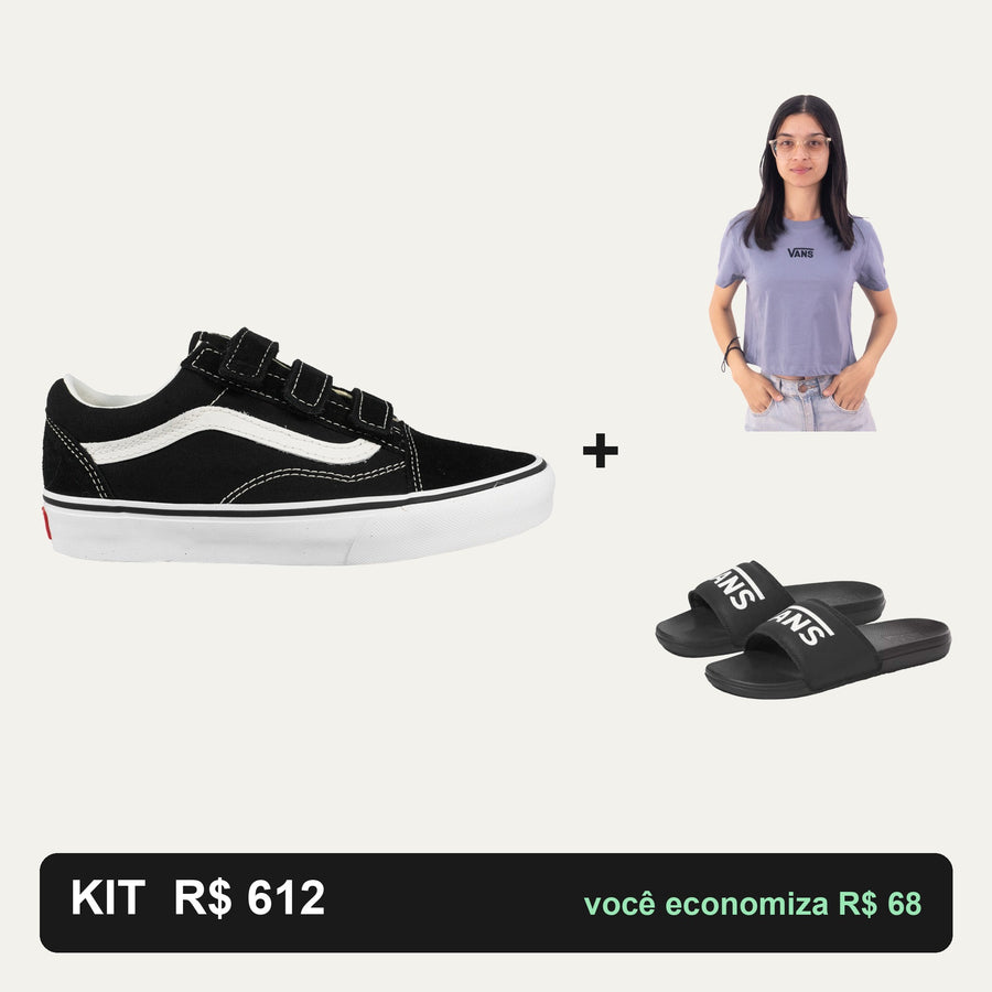 Kit Vans Old Skool V + Camiseta Vans + Chinelo Vans — O look completo