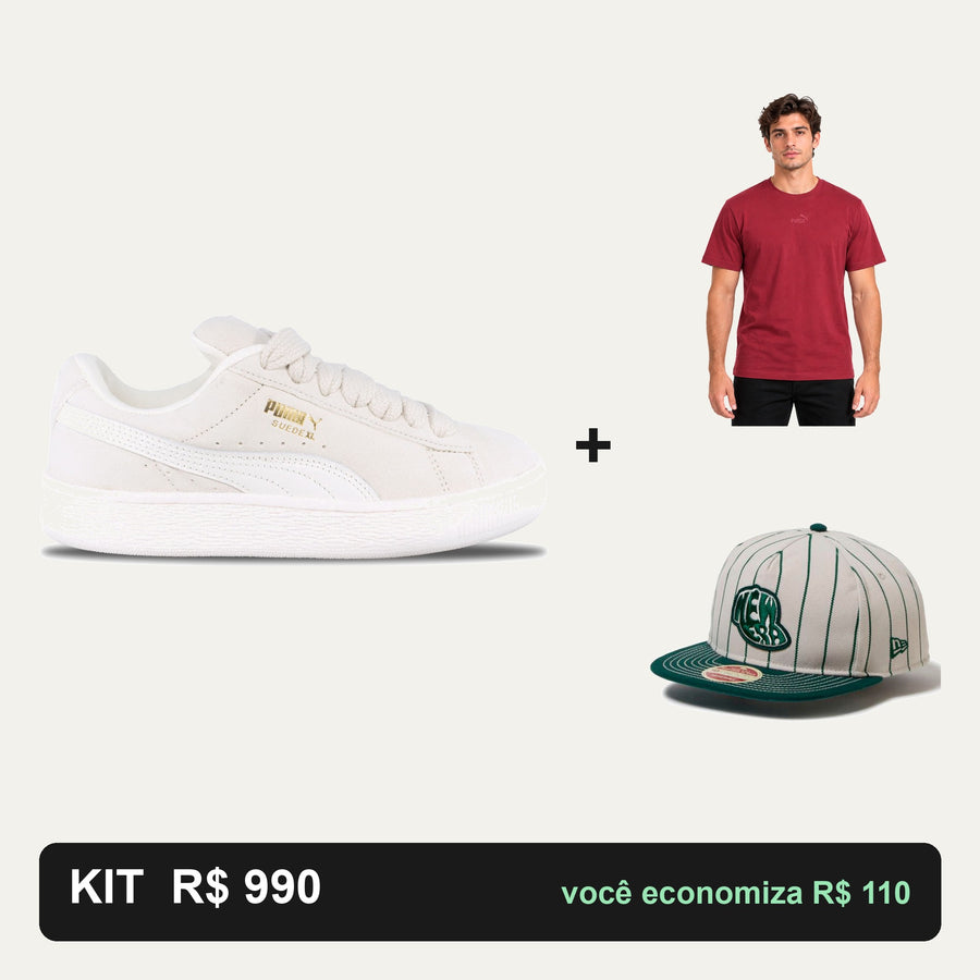 Kit Puma Suede Xl + Camiseta Puma + Boné New Era — O look completo