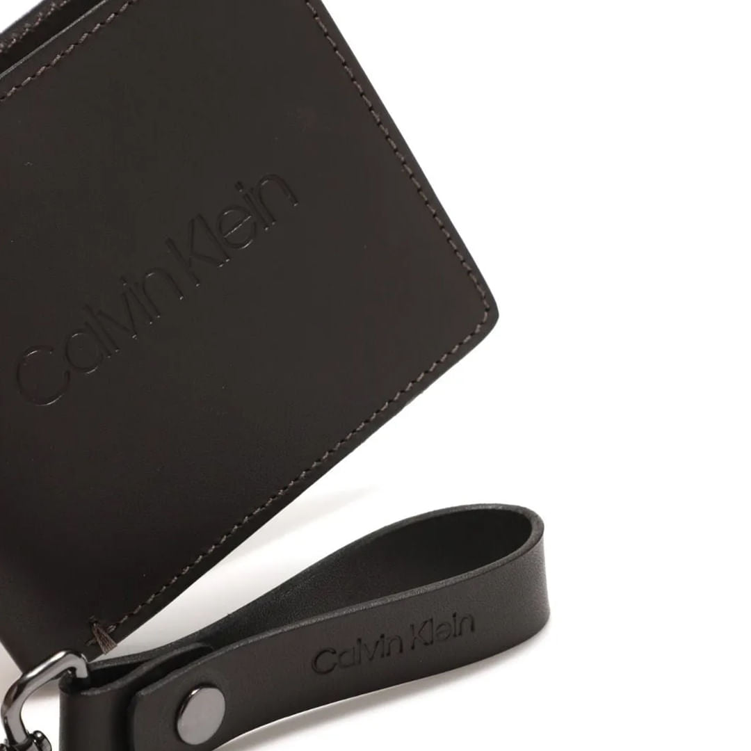 Kit Carteira E Chaveiro Calvin Klein Couro Unissex