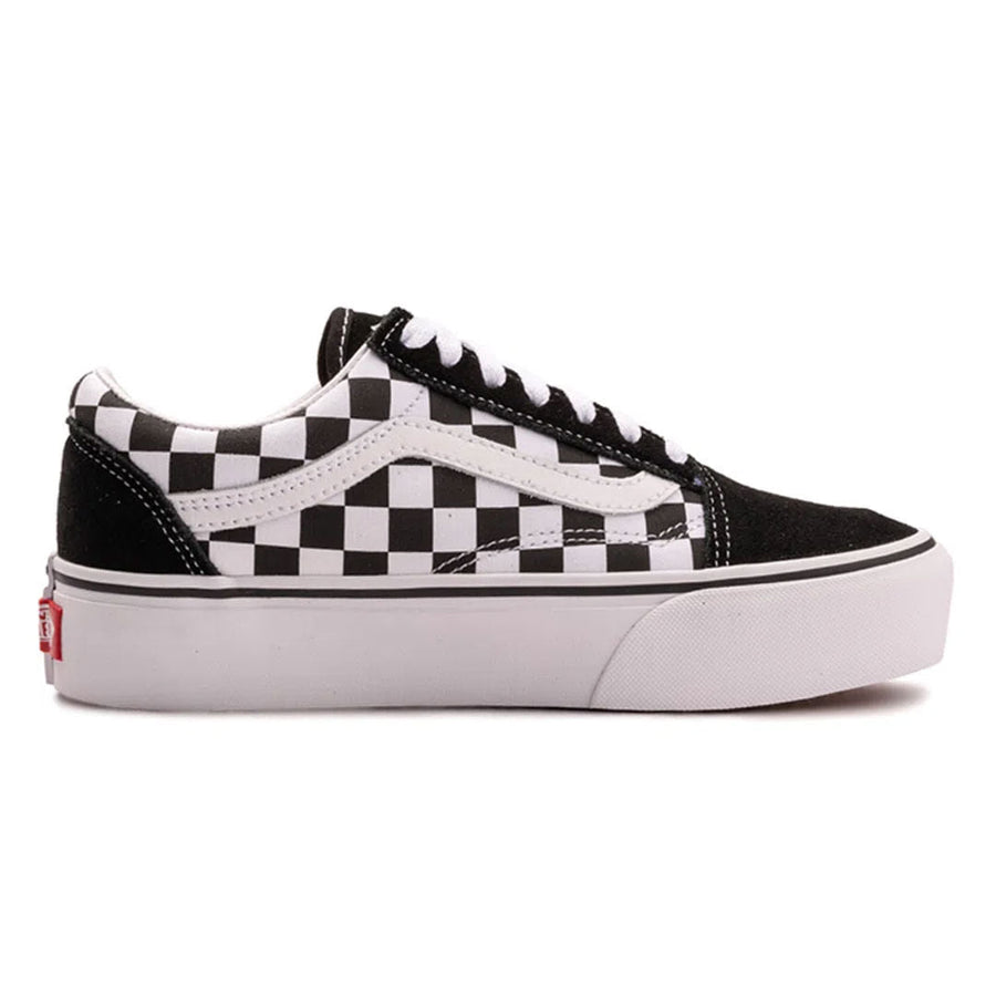 Kit Vans Old Skool Plataforma Checkerboard + Cropped Vans + Chinelo Vans — O tênis Old Skool Plataforma
