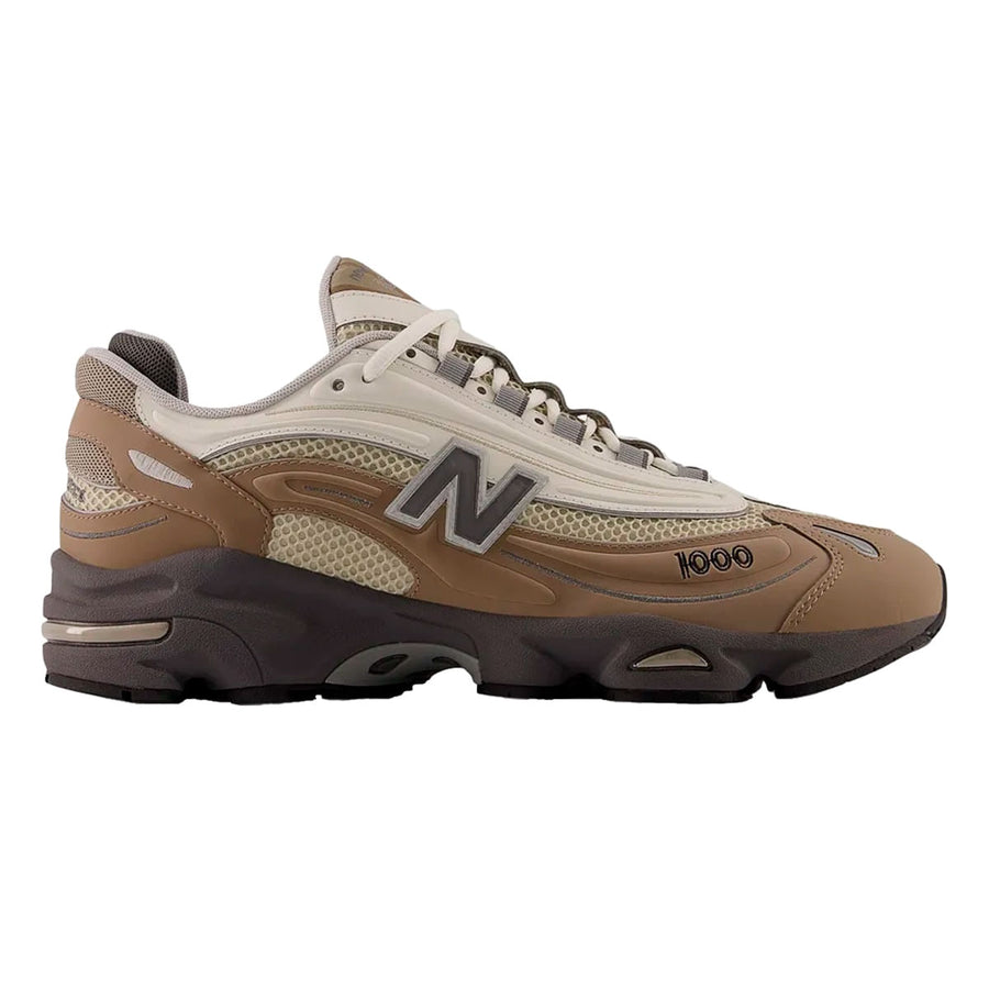 Tênis New Balance 1000 Masculino — Malha e sobreposições em tons de terra