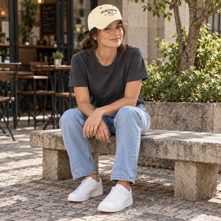 Boné Aba Curva Puma Class Unissex — Creme claro com detalhes pretos