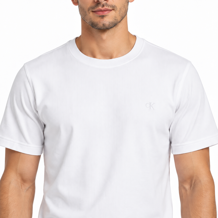 Camiseta Calvin Klein Ribana Masculino — Ribana, a malha canelada
