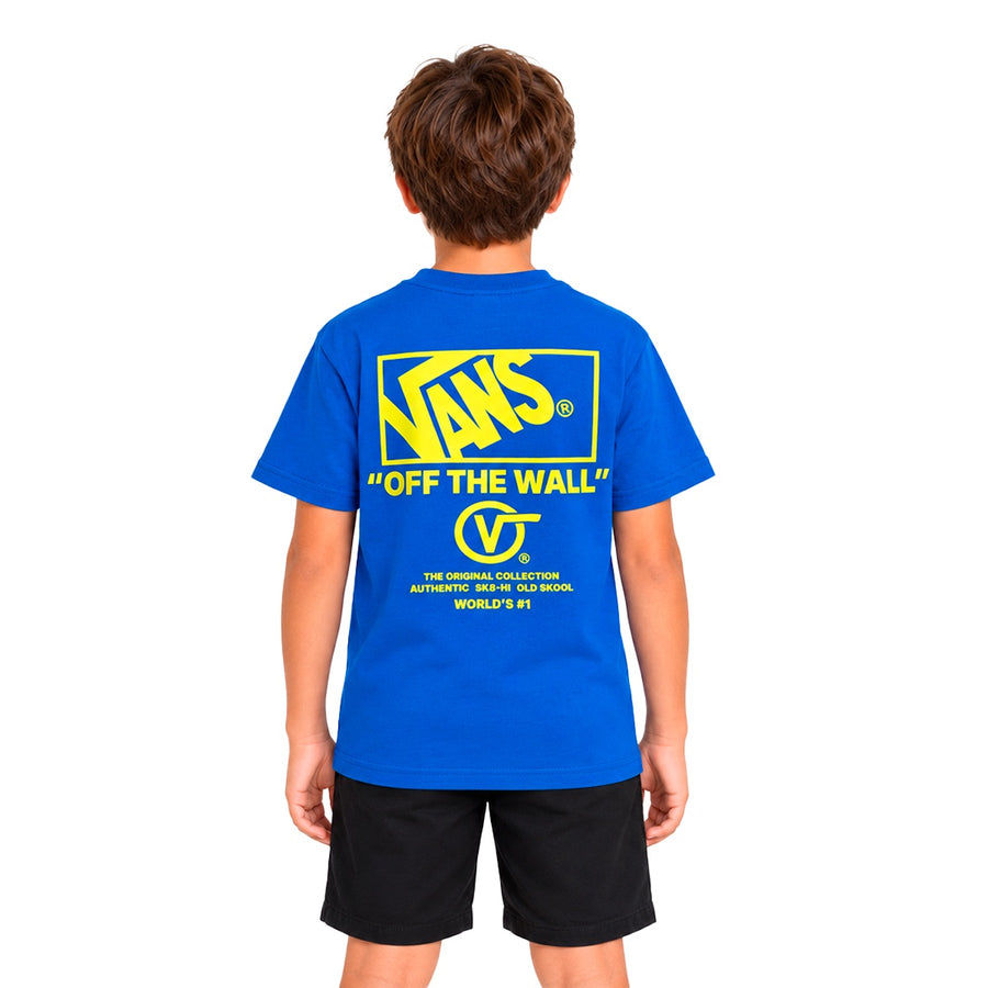 Camiseta Vans Stacked Infantil — As costas levam o desenho inteiro