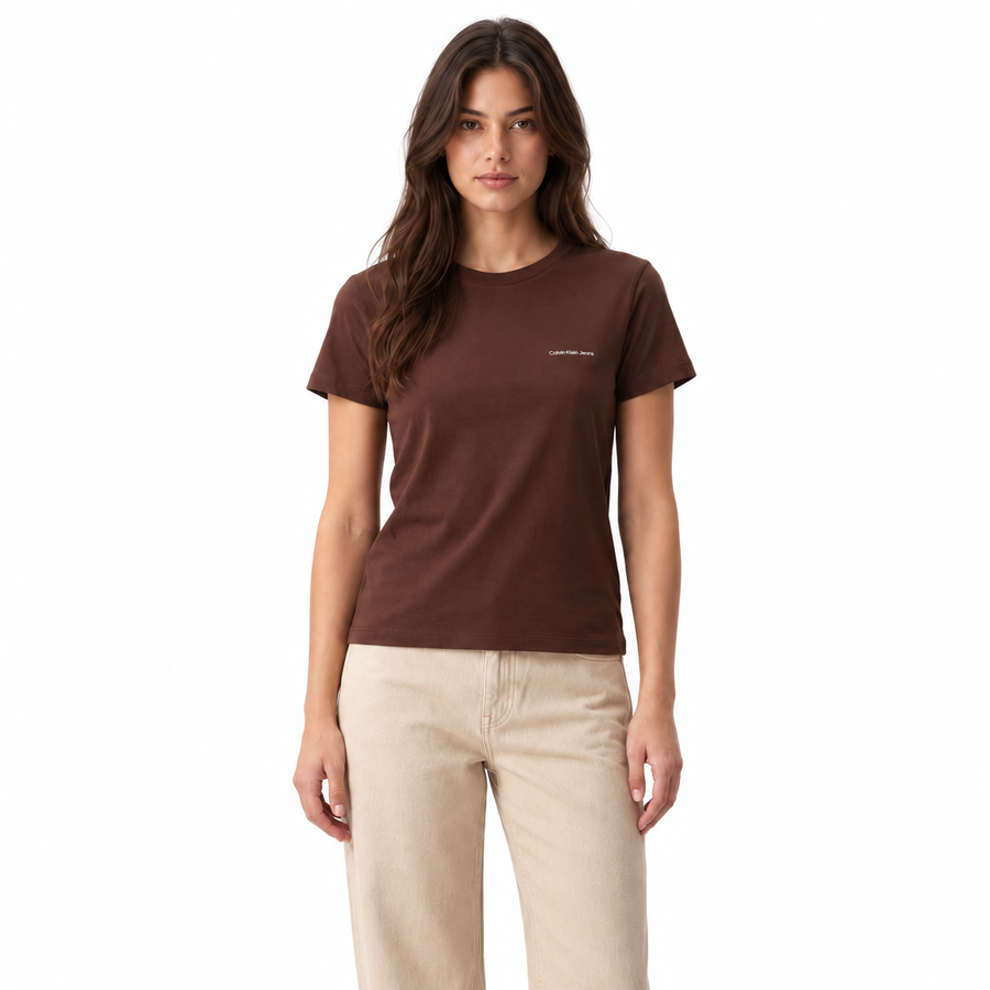 Camiseta Calvin Klein Micrologo Feminino — Meia malha de algodão puro